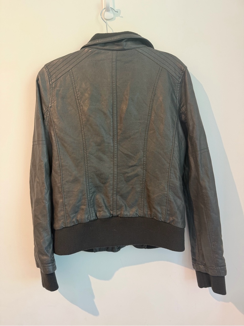 Garage Gray Leather Moto Jacket #y2k - Picture 4 of 4